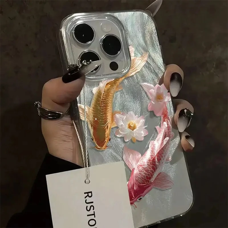 Vibrant Golden Lotus Koi Design Phone Case