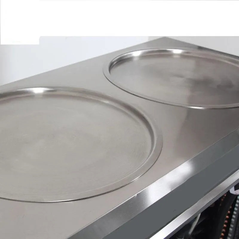 Round Pan Ice Cream Machine Double Barrel Commercial Stainless Steel Yogurt Rolls Maker 5
