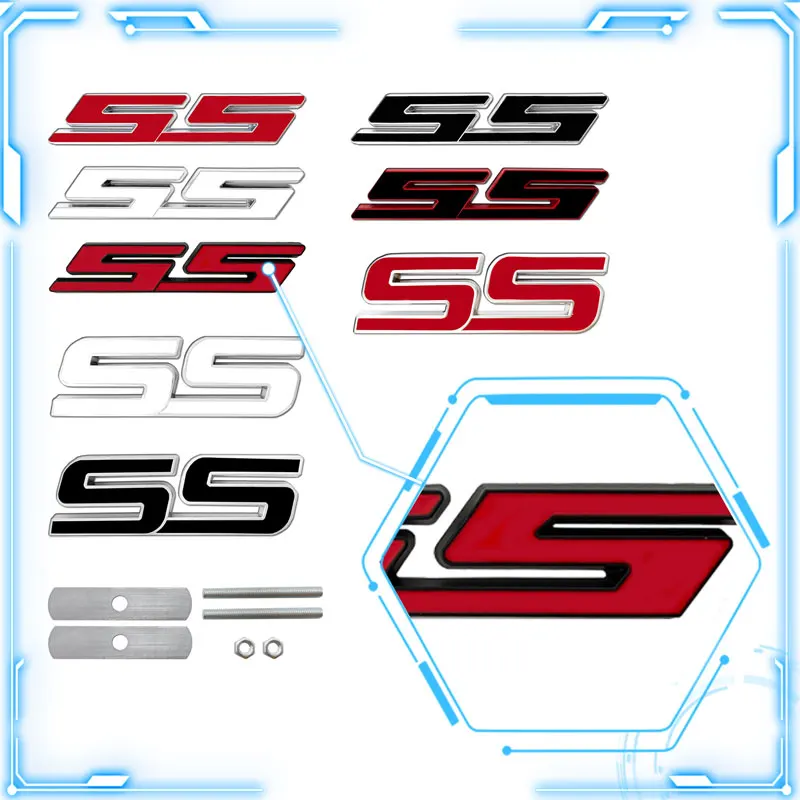 3D Car Ss Logo Griglia Anteriore Badge Auto Fender Posteriore Tronco Corpo Emblema Adesivo Per Chevrolet Trax Cruze Ss Malibu Captiva Explorer