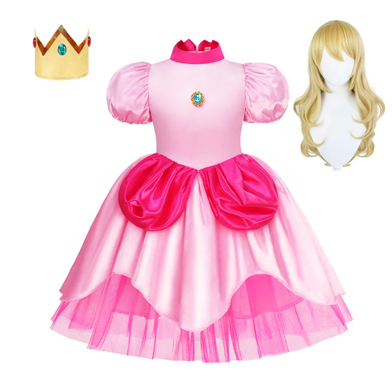 thumbnail image 1 of Vestido de princesa melocotón para niña, ropa de actuación de escenario para niños, Carnaval, fiesta de cumpleaños, Festival de revelación, disfraz de Cosplay, 1 of 5