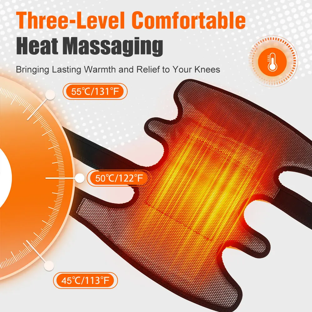 Knee Massager Heating Vibration Large Knee Support Pad Belt Thermal Hot Compress Relax Muscle Massage Instrument Knee Brace Pads