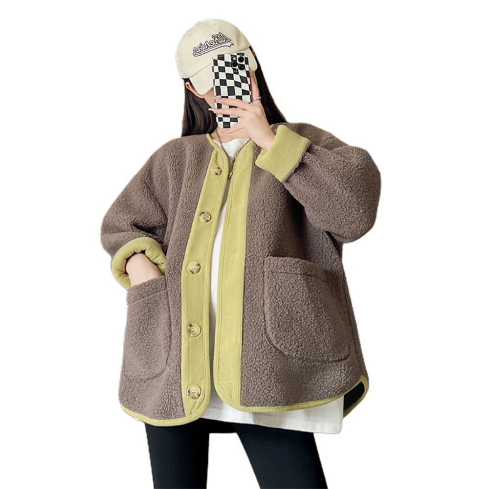Maternity Coat For Pregnant Women Outcoat New Autumn Winter pregnancy Solid Lamb Wool Coat Thin Loose Big Pocket Outerwear