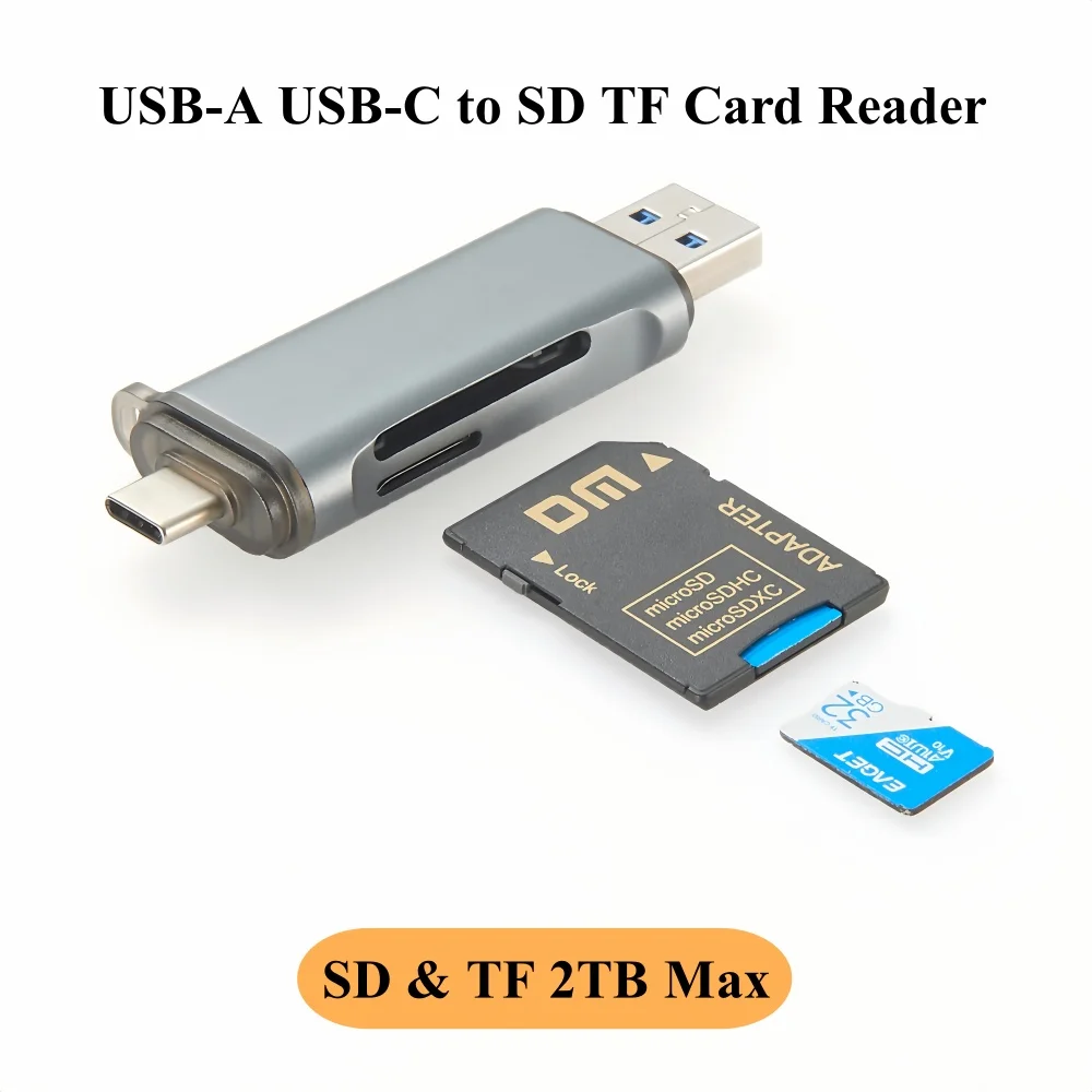Portable USB3.0 Memory Card ReaderUSB3.0&USB C to SD MicroSD TF Thunderbolt 3 for PC Laptop Accessories Smart Memory Cardreader