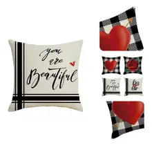 

Useful Pillowcase Shrink Resistant Flax Heart Shaped Cushion Throw Cover Cushion Case Pillow Case