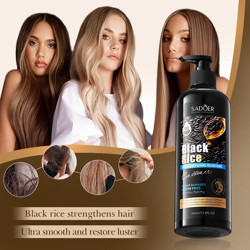 500ml Smooth Hair Black Rice Prevents Hair Chip Removal Repair Nourishing Conditioner Improves Frizz Hair Care Film