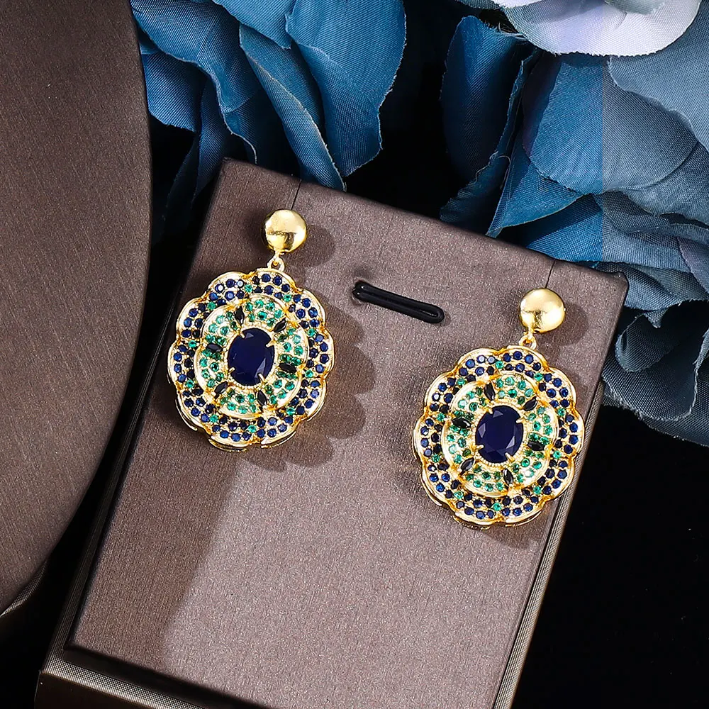 2024 New 24k gold-plated cubic zirconia 4pcs bride's zircon jewelry set, luxury Libya Dubai bride jewelry set