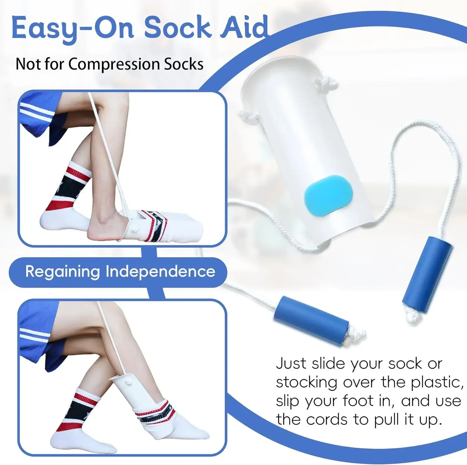 No bending Sock Aid Easy On and Off Stocking Slider Donner Pulling Assist Device Sock Helper Aid Tool