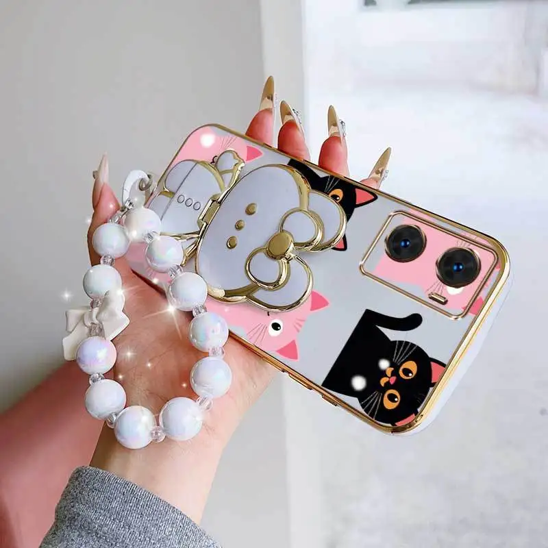 Charming Heart Phone Case Set with Lanyard & Rabbit Stand - 3-Piece Bundle