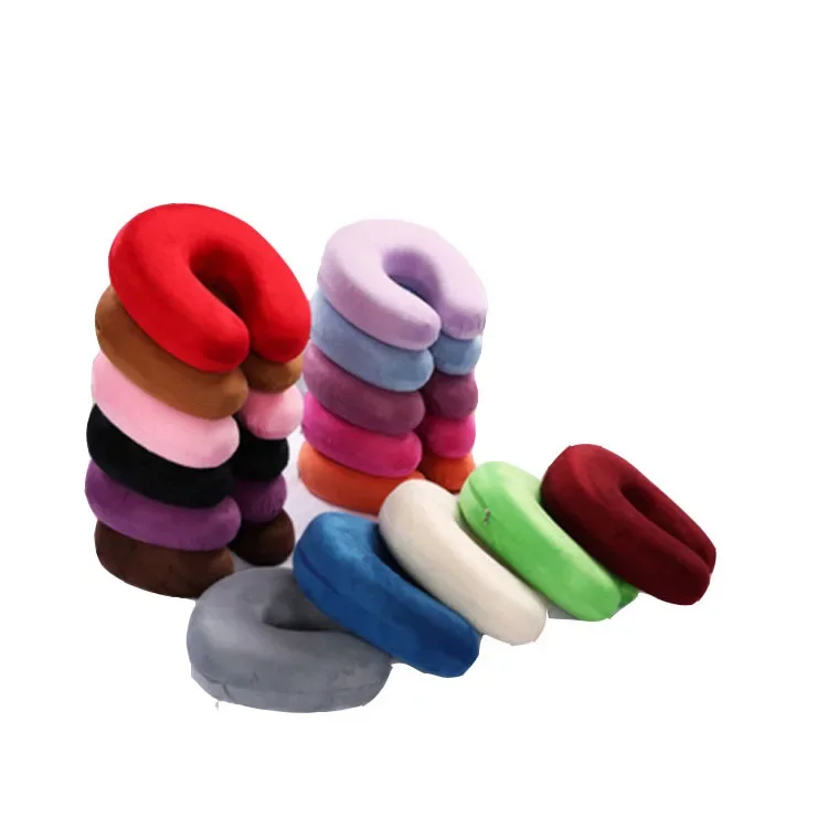 Travel Office Headrest U-shaped Inflatable Short Plush Cover + PVC Inflatable Pillow Pillow Support Cushion Neck Pillow 9 Colors 6