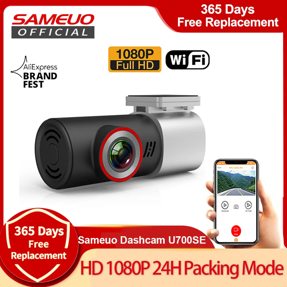 

Sameuo Car DVR HD 1080P Dash Cam Wifi Auto Recorder Video Dashboad Night Vision G-Sensor Loop Recording Black Box Dash Camera