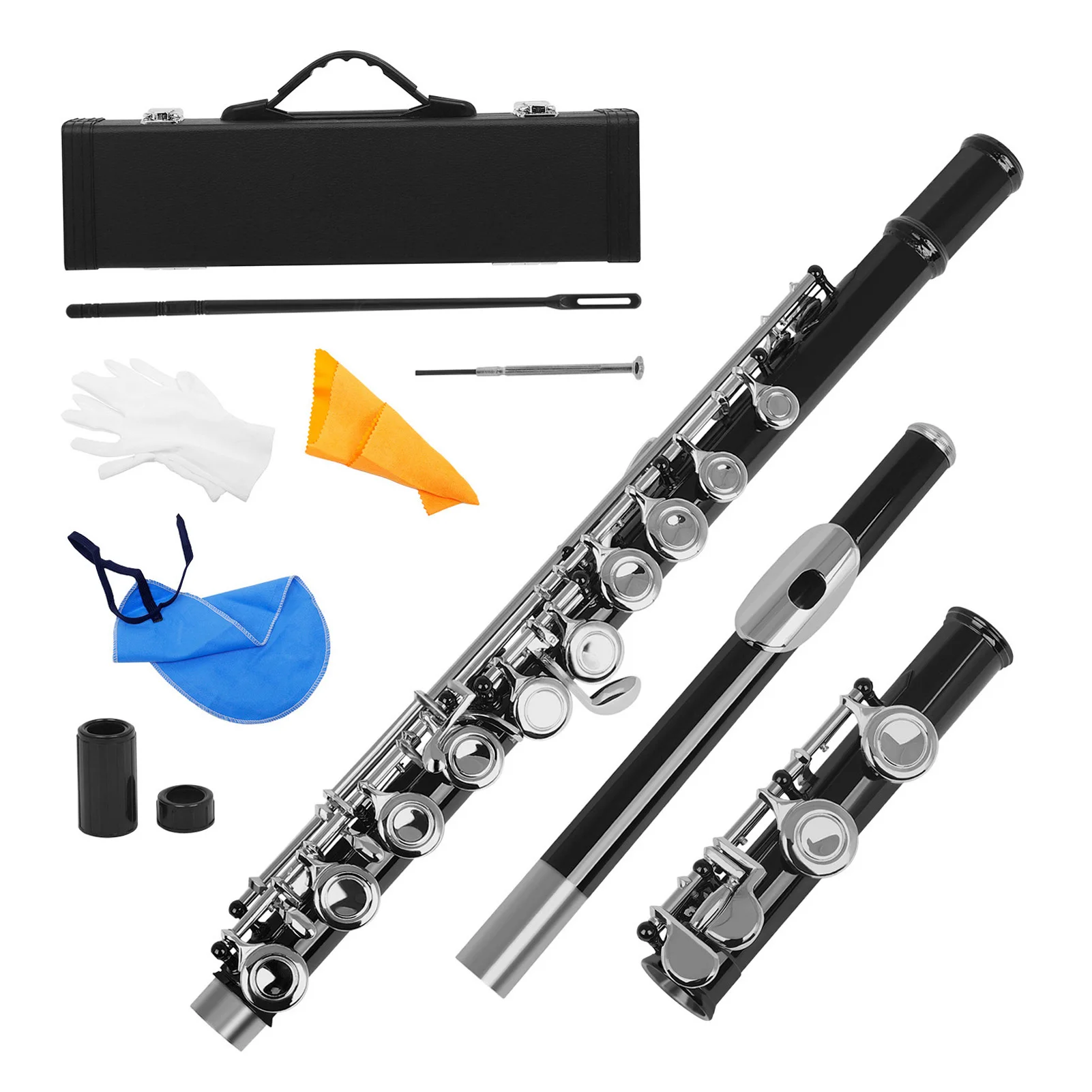 

Flute nickel-plated cupronickel 16 hole C key woodwind padded case