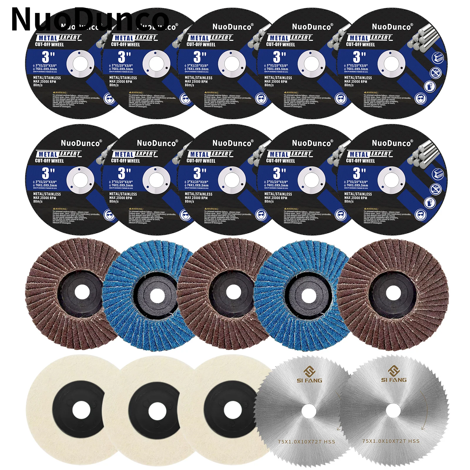 75mm Flap Discs Sanding Discs 3" Metal Cutting Disc HSS Saw Blade Angle Grinder Accessories for Cutting Polishing Metallic Wood
