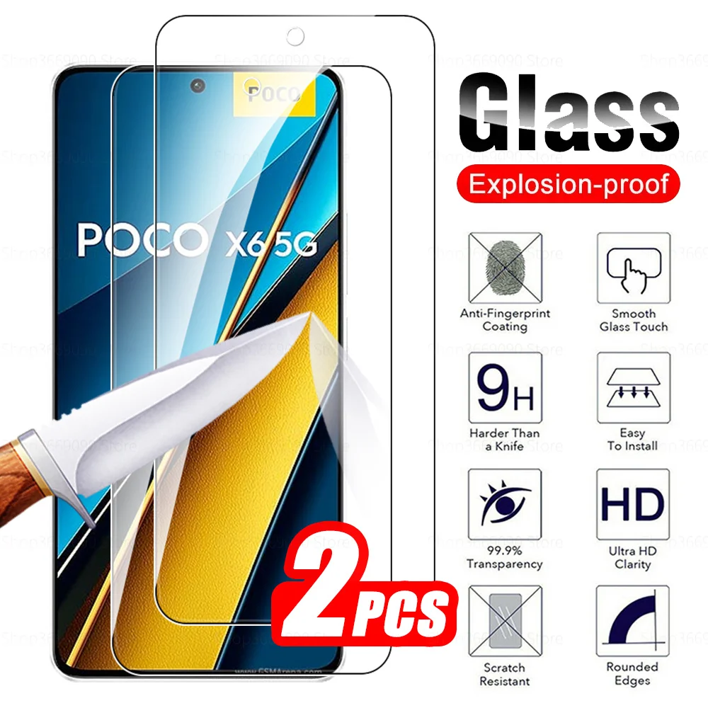 2Pcs-Tempered-Glass-For-Xiaomi-Poco-X6-5G-Protective-Glass-Little-Poko ...
