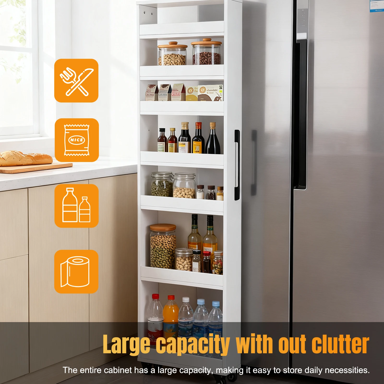 Thickened Plate Utility Cart Space-Saving Unit Organizer Trolley Large Capacity For Bakers Closet Pantry Dining Room