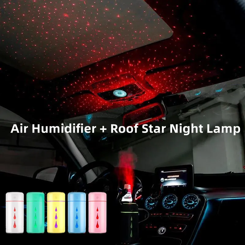

USB Mini Air Humidifier Car Aroma Essential Oil Diffuser Home USB Fogger Mist Maker LED Car Roof Star Night Lamp Accessories