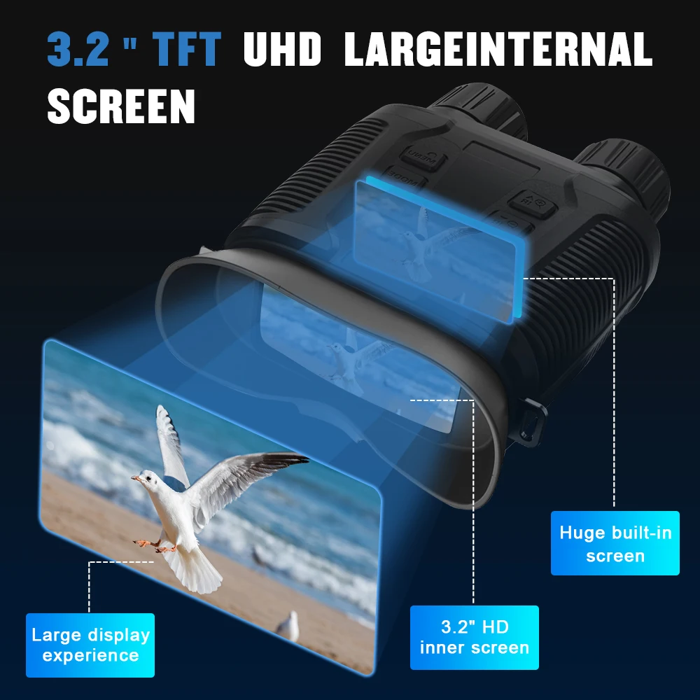 NV3280 4K UHD Full Color Binocular Telescope 36MP 10X Optical 8X Zoom 500M Infra