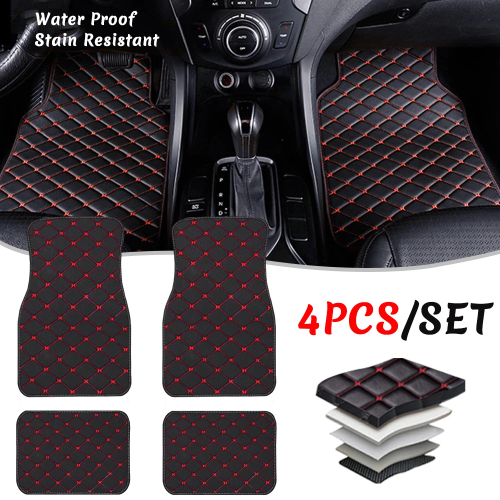 4pcs Car Floor Mats Universal Waterproof Front Rear Full Set Auto Rugs