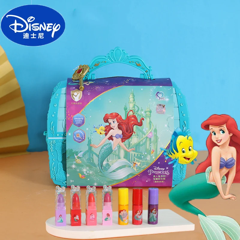 Disney girls mermaid princess elsa Cosmetics Make up set polish Beauty makeup box With original box kids Christmas gift 2
