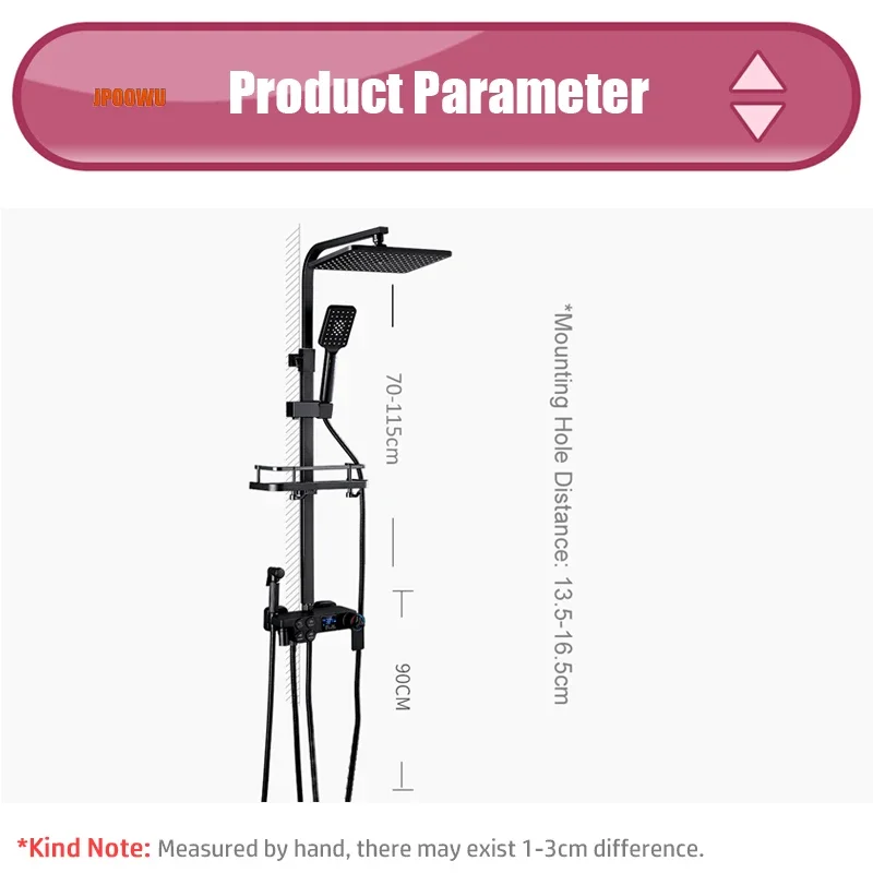 Hot Cold Digital Shower Set Faucet Bathroom Thermostatic Mixer Rain System Wall Mount SPA Rainfall Bath Tap Modern Grifos