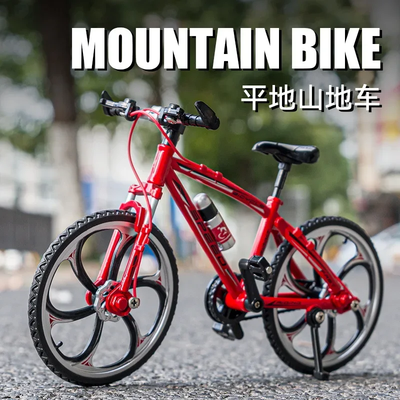 1:8 Alloy Bicycle Model Diecast Metal Finger Mountain Bike Racing Toy Bend Road Simulation Collection Toys For Children