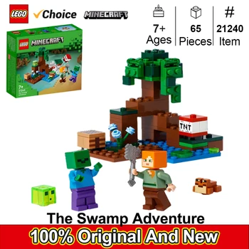 LEGO 21240 Minecraft Adventures in The Swamp, with Alex and Zombie Figures in The Biome, Birthday Gift for Children, 65PCS