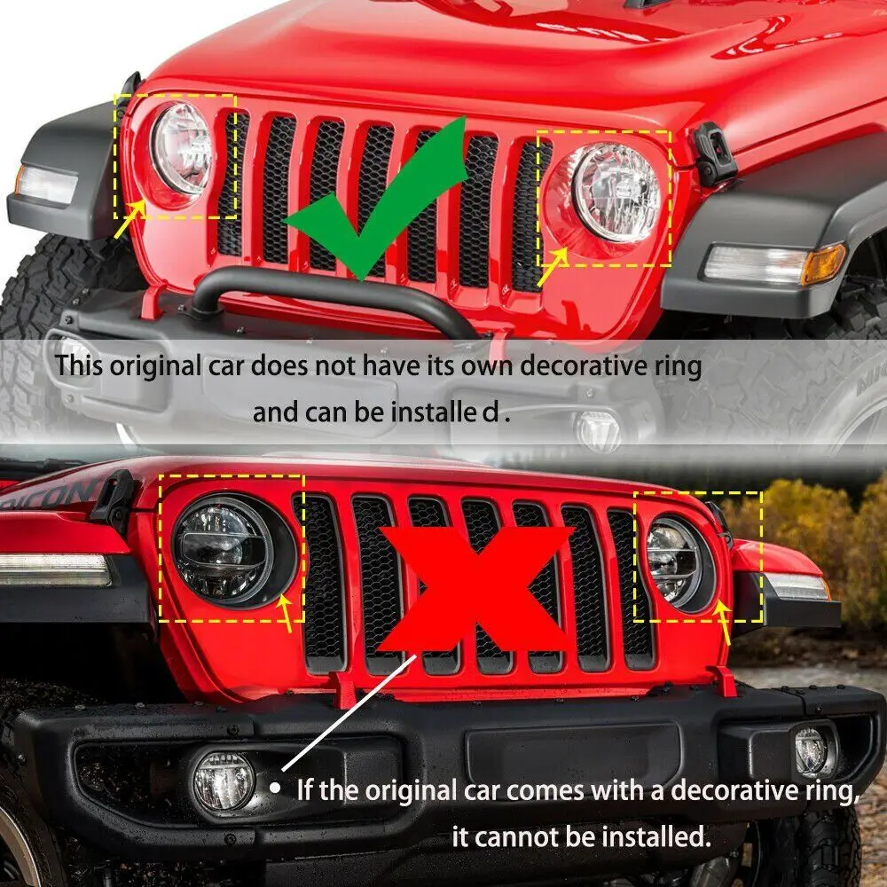 7×Black ABS Front Grill Grille Inserts Ring Trim For Jeep Wrangler JL JT  2018 23| | - AliExpress