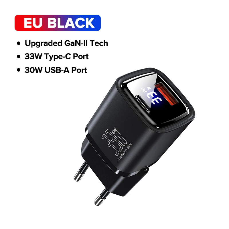 33W GaN Dual-Port Fast Charging USB-C Adapter
