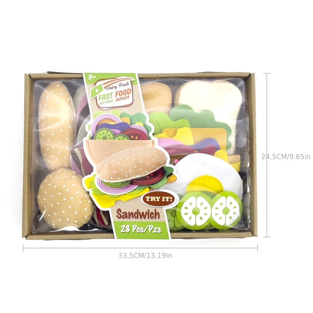 Felt Food Hamburger Sandwich Game Food Set (28 Pieces) Christmas Halloween gift Christmas, Halloween, Thanksgiving Gift 4