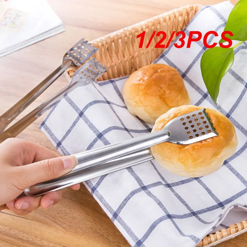 

1/2/3PCS Kitchen Tools Food Toong Tool Set Heat Bread Tong Stainless Steel Salad BBQ Cooking Food Serving Utensil Tongs Bead