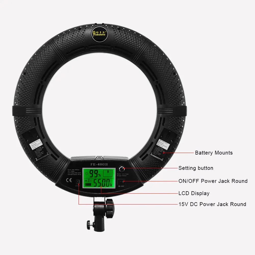 18inch Ring Lights with Tripod Remote Control LED Video Lamp FE480 96W Fill Light Bi-color Photo Studio for Makeup Beauty Salon