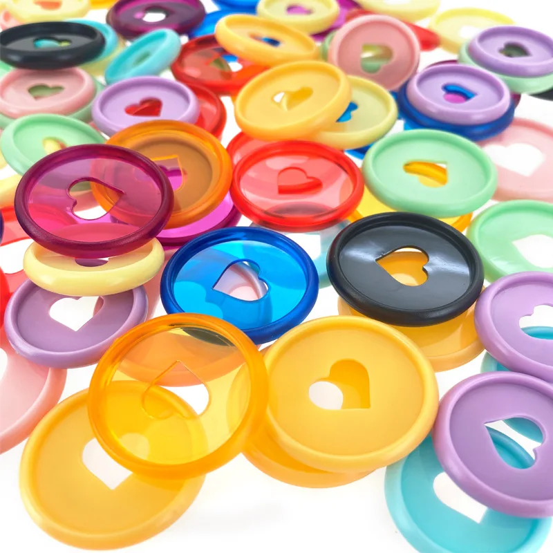 100pcs 28mm 버섯 구멍 루스 리프 링 노트북 앨범 데이터 북 플라스틱 투명 하트 마카롱 디스크 Discbound 디스크