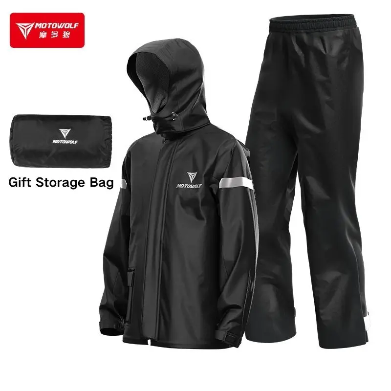 Motowolf Waterproof Motorcycle Raincoat Set Motorcyclists Rain
