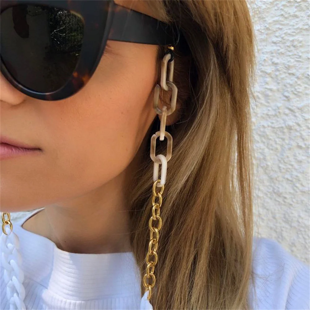 

Acrylic Metal Glasses Cord Sunglasses Chain Lanyard Women Men Hanging Neck Chain Largand Glasses Chain Sunglasses Accessories