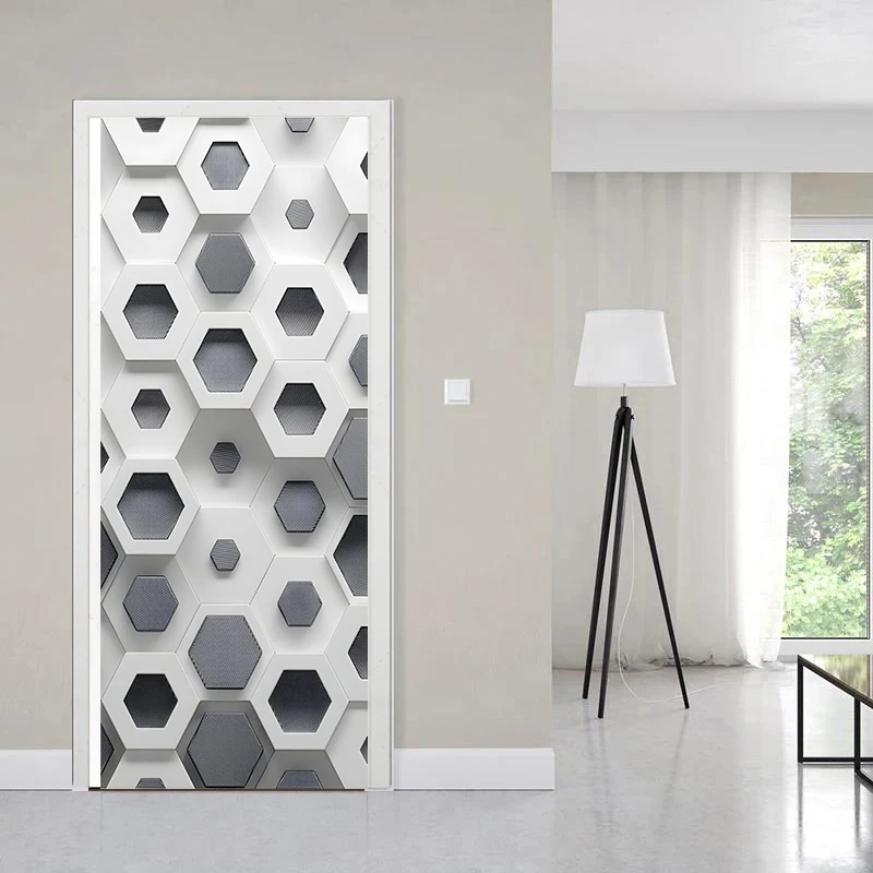 3D Geometric DIY PVC Door Decoration Sticker