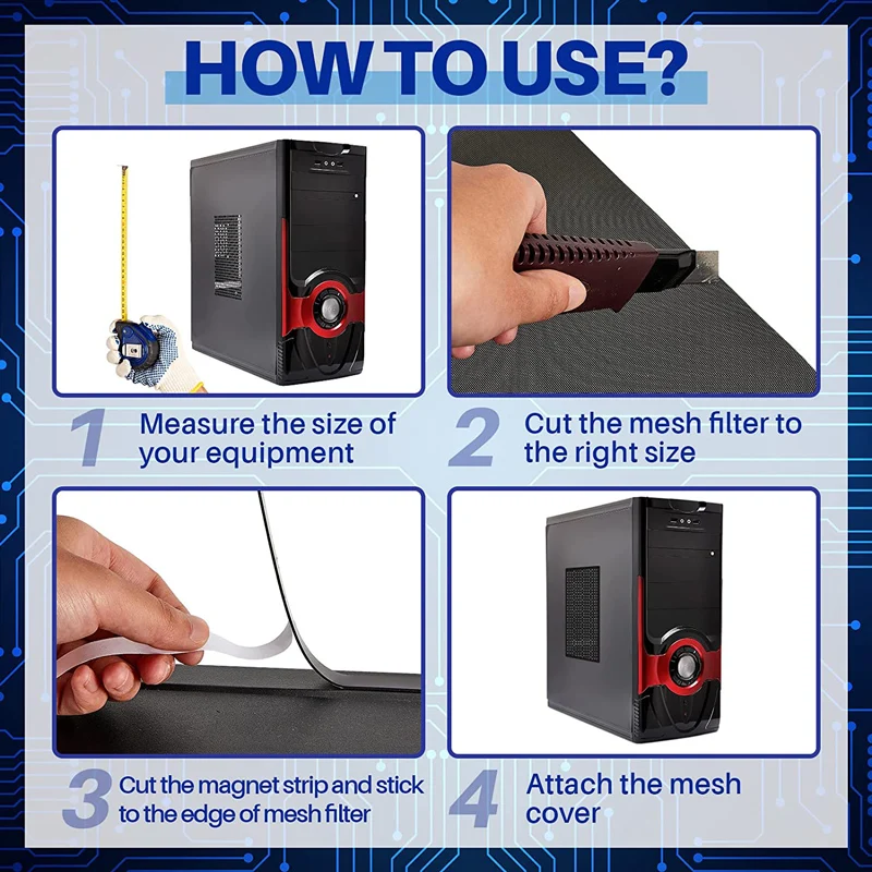 30X50CM 50X50CM Dustproof Computer Mesh PVC Net Cover Guard for Fan Cooler Case Chassis Dust Filter Network clean 0.3mm 4