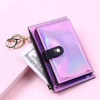2023 New Laser Women Wallets Fashion Keychain Zipper Coin Purse Mini Small Money Bag Credit Card Holder 1
