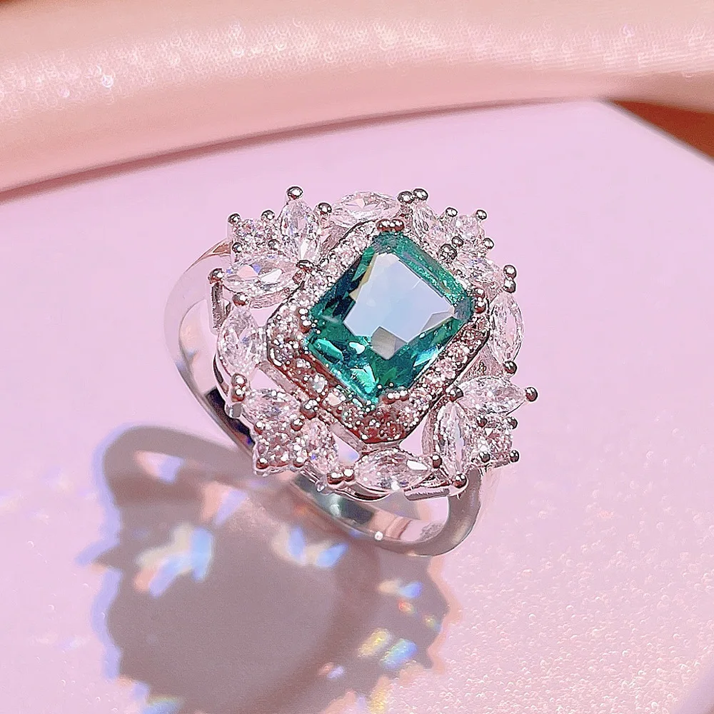 Jewelry Set for Women's Color Gorgeous Color AAAA Zircon Necklace Earrings Adjustable Ring Wedding Bridal Jewelry Set jewelry set