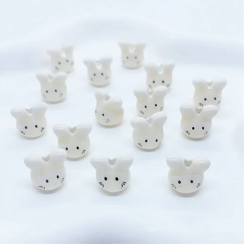 10Pcs Ceramic Colorful Chinchillas Ceramic Beads Rabbit Beads Cute Rabbit Ceramic Beads Animal Cute Rabbit Shape Porcelain Bead