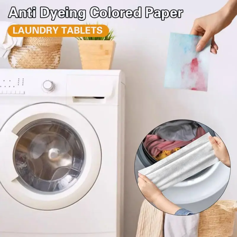 Laundry Color Catcher Sheets 100pcs Color Absorption Paper Colour Catcher Sheet Proof Anti Cloth Dyed Leaves Practical Stay Bright Not Discolor Laundry Discs