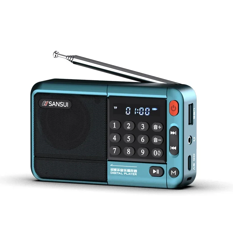 SANSUI Mini Portable FM Digital Radio Receiver Range Bluetooth