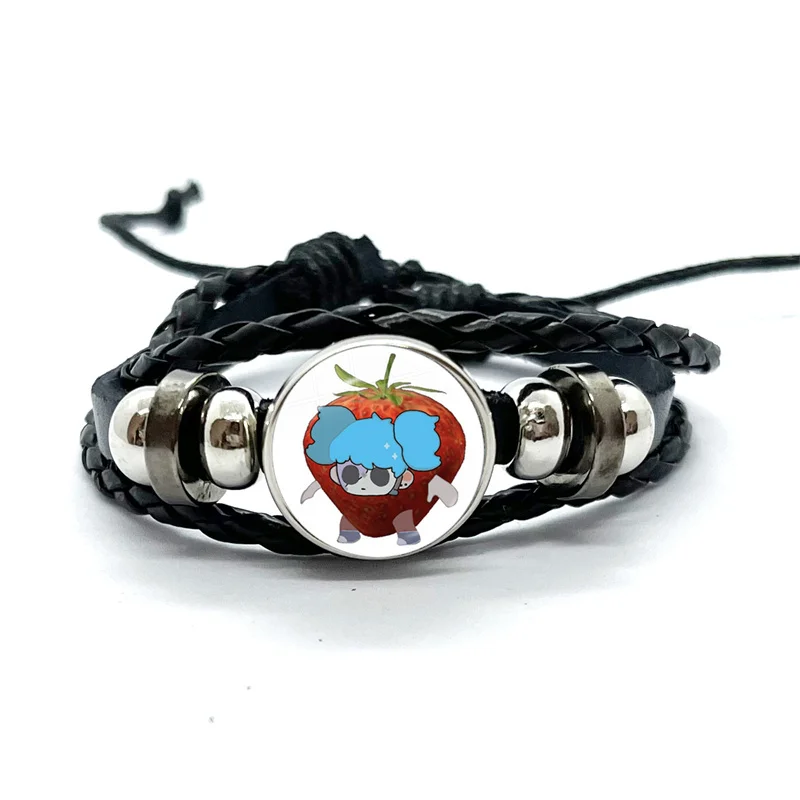 Horror Game Sally Face Vintage Creative Sal Cool Punk Art Black Leather Bracelets Glass Dome Multilayer Braided Bangles Jewelry bangle bracelet,leather bracelets