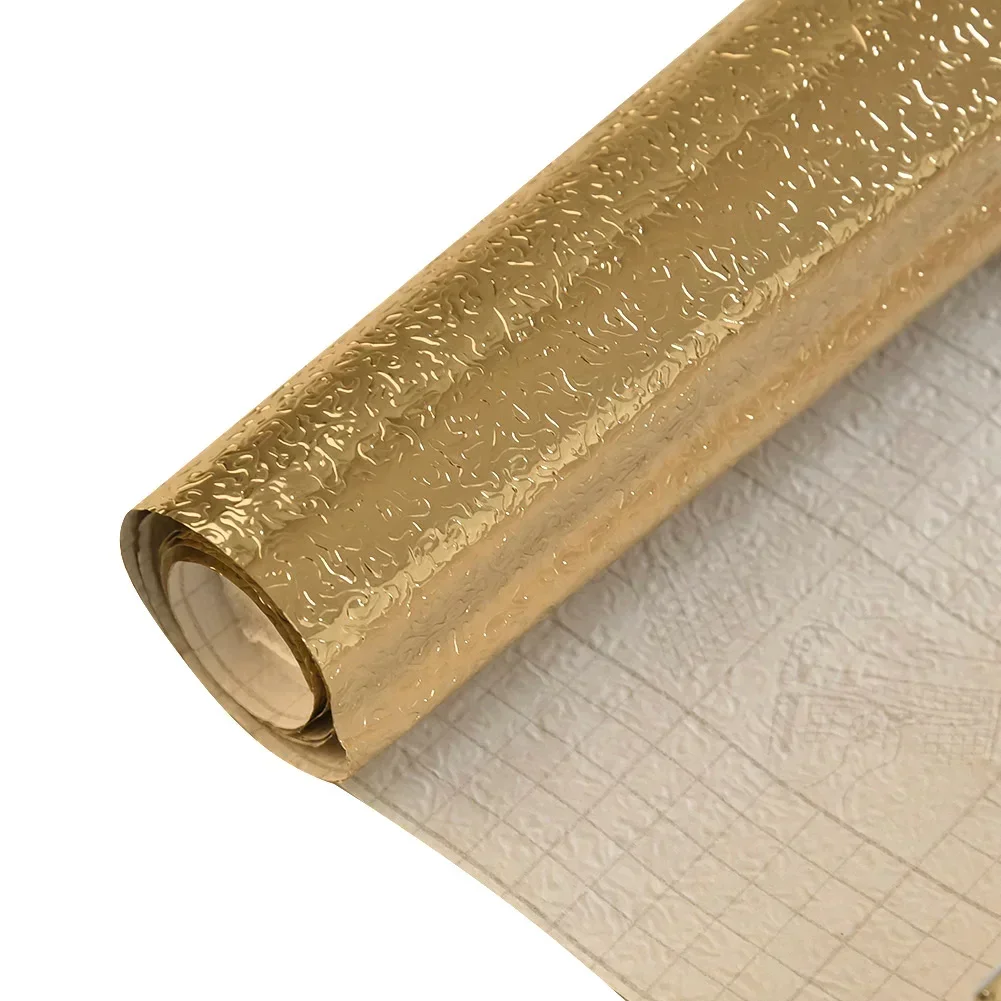 Waterproof Aluminum Gold Foil Wall Stickers Roll Removable Adhesive Vinyl Art Decals Home Decorations For Kitchen wall stickers self adhesive stickers waterproof tape kitchen wall sticker waterproof wall tape