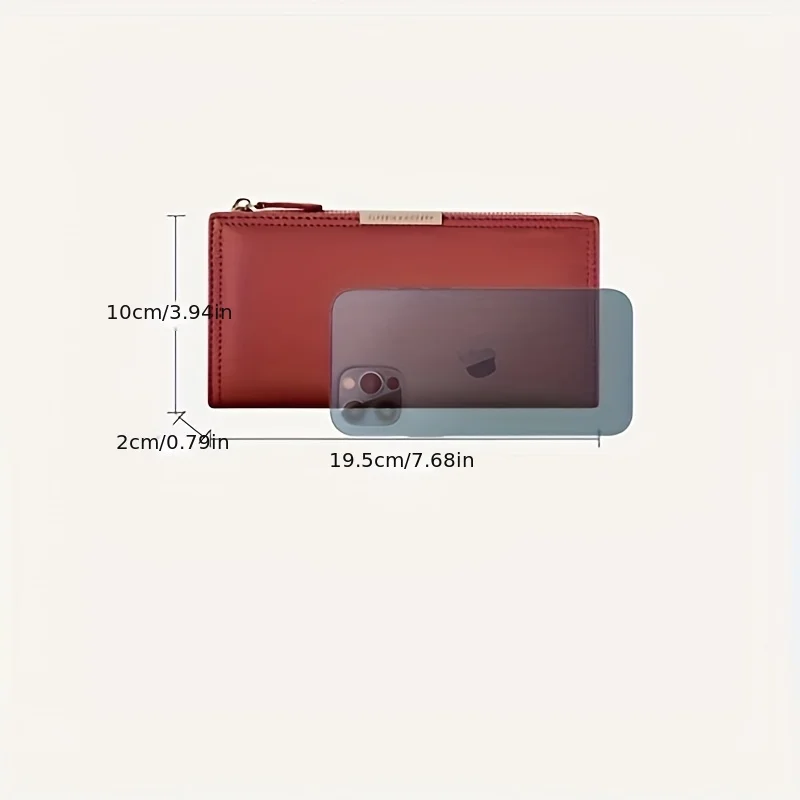 Portafoglio ultra sottile da donna, porta carte di credito con blocco RFID, portamonete lungo da viaggio con cerniera bifold - immagine 4