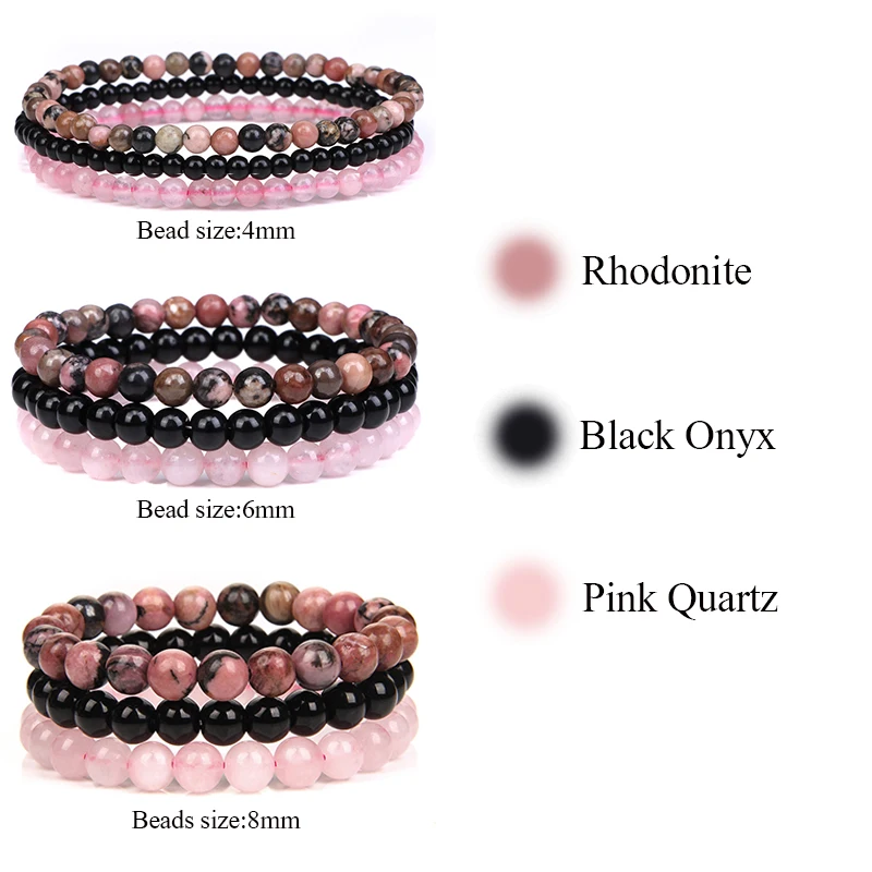 3Pcs/set Natural Stone Bracelet Set 6mm Beads Bracelets For