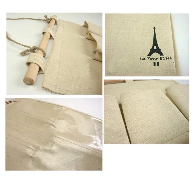 Creative 5 pockets Cotton canvas wall hanging Stationery bags Storage multi-layer Letter Holders Desk Organizer Bags Supplies