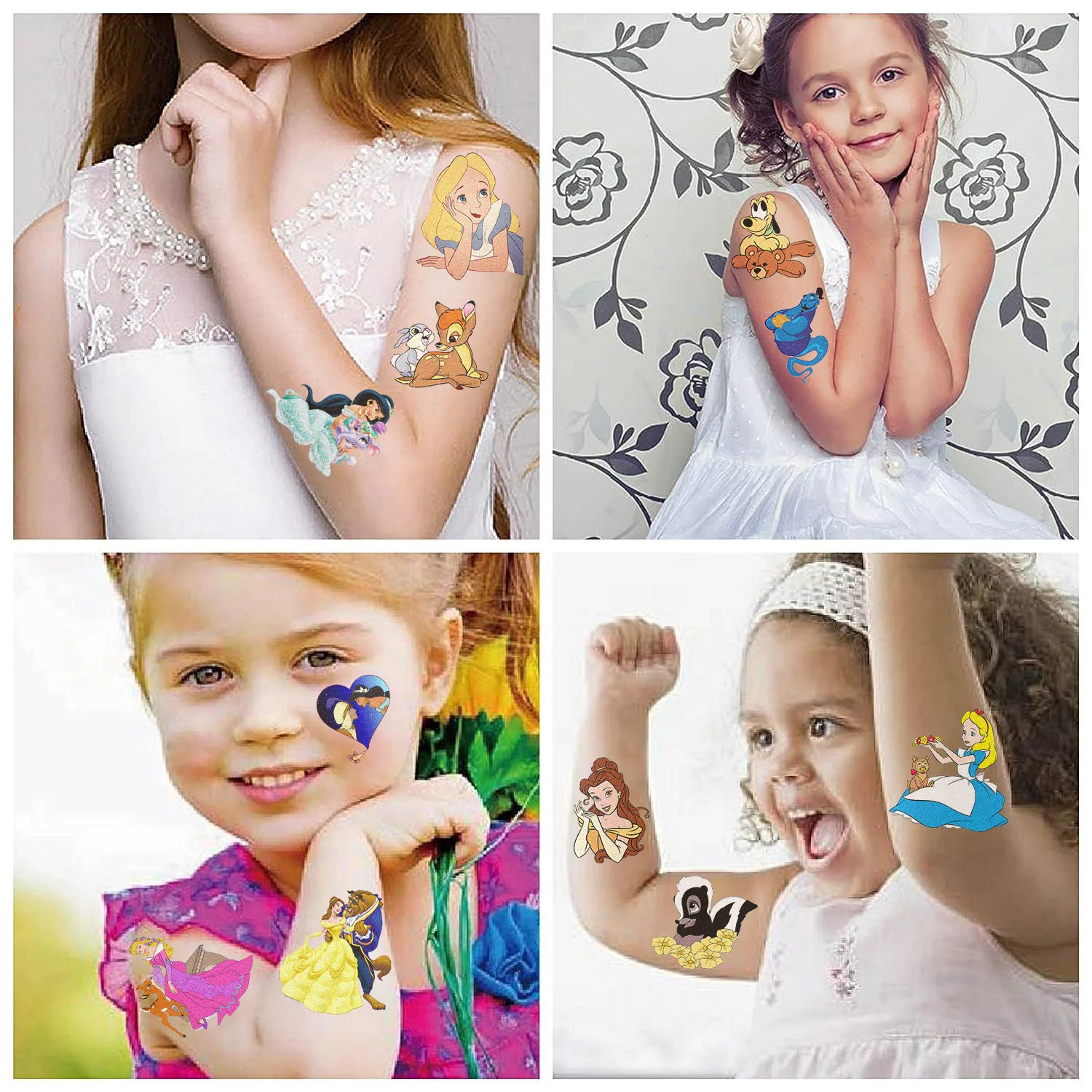 10Pcs/set Disney Princess Frozen Temporary Tattoo Stickers Cute Stitch Mickey Children Tattoo For Kids Funny Birthday Gift 5