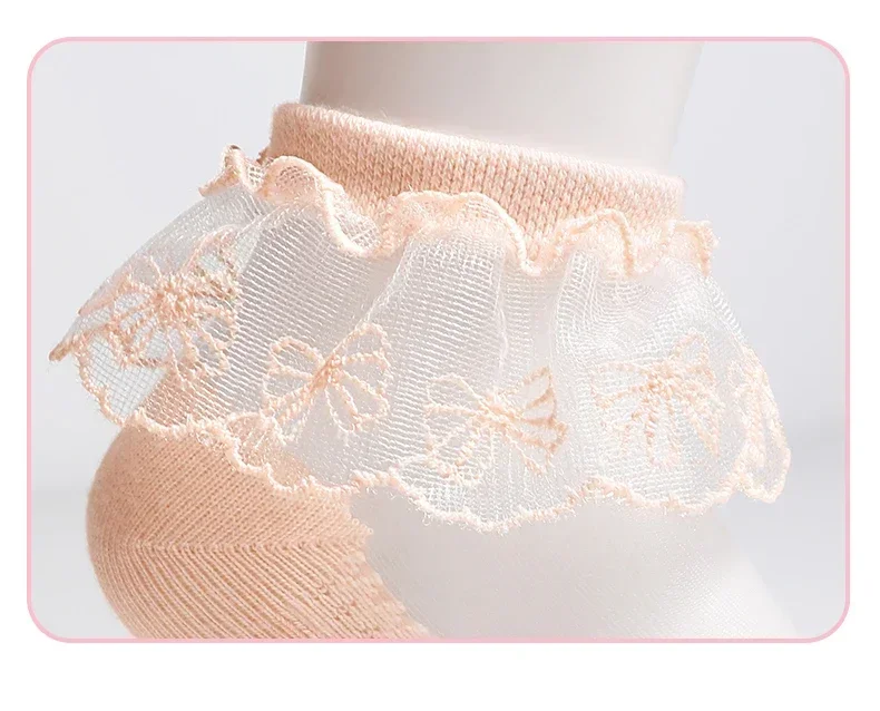 Baby Mädchen Socken Weiße Spitze Söckchen Kinder Baumwolle Kurze Socken Kinder Niedliche Fußballsocken 1 Paar – Detail 14