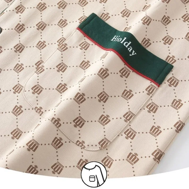 2024 New Men Pajamas Spring Autumn Loungewear Cotton Long Sleeve Boys Cotton Homewear Suit V-neck Loose Casual Nightwear