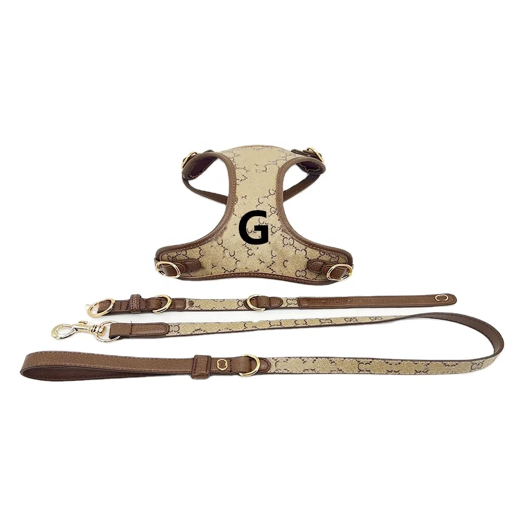 

Luxury Design Classic G Brand Dog Harness Collar Leash Set