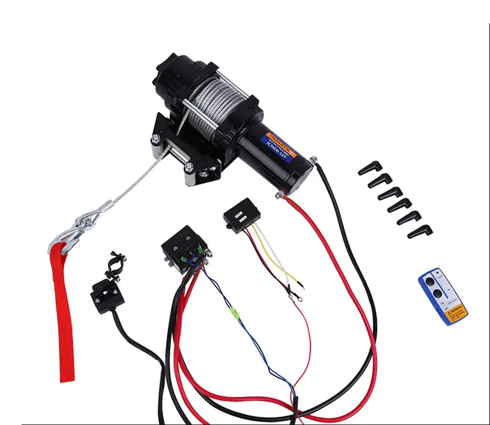 4000lbs Elektrisches Bergungswinden-Set für ATV, Anhänger, LKW, Auto, DC 12V, Fernbedienung, 15 Meter hochfestes Stahlkabel – Detail 19